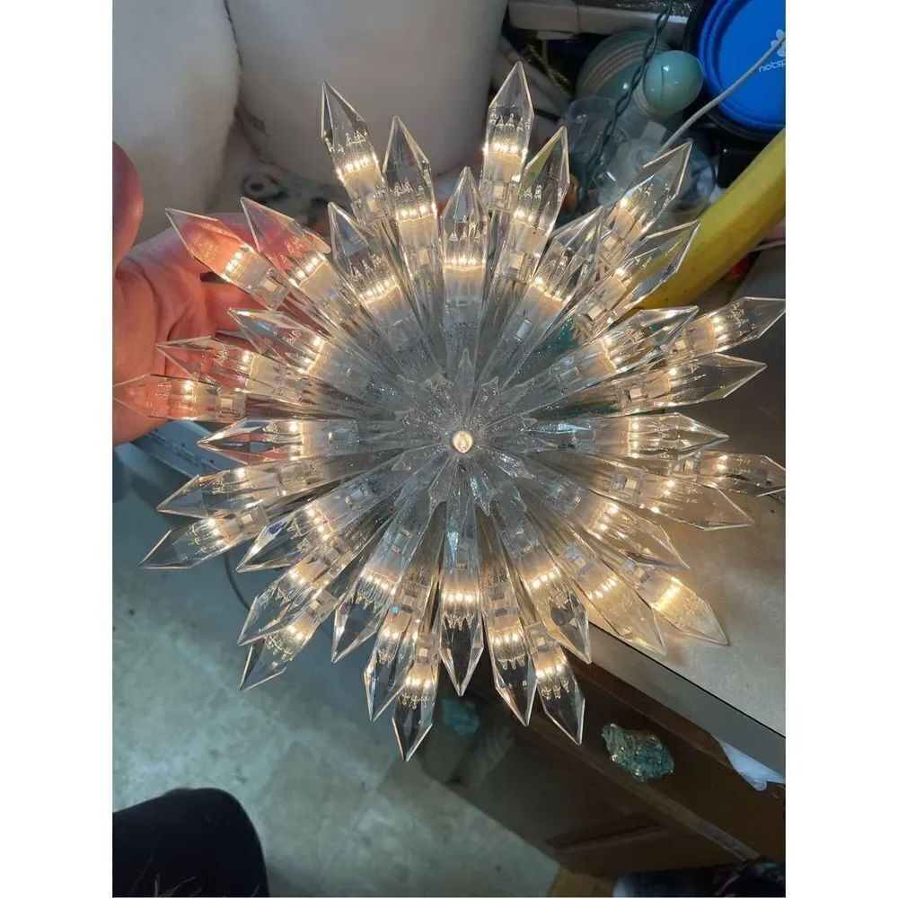 Large Lighted VTG Starburst Snowflake Christmas Tree Topper